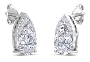 1 3/4 Carat Pear Shape Diamond Earrings In 14K White Gold (1.4 G) (, I1-I2 Clarity Enhanced) By SuperJeweler