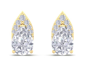 1 3/4 Carat Pear Shape Lab Grown Diamond Earrings In 14K Yellow Gold (1.4 G), G/H Color By SuperJeweler