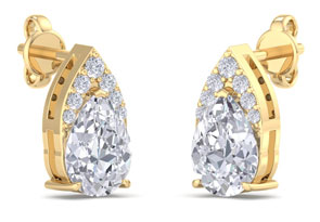 1 3/4 Carat Pear Shape Lab Grown Diamond Earrings In 14K Yellow Gold (1.4 G), G/H Color By SuperJeweler