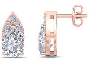 1 3/4 Carat Pear Shape Lab Grown Diamond Earrings In 14K Rose Gold (1.4 G), G/H Color By SuperJeweler