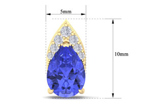 1 3/4 Carat Pear Shape Tanzanite & Diamond Earrings In 14K Yellow Gold (1.4 G) (, I1-I2 Clarity Enhanced) By SuperJeweler