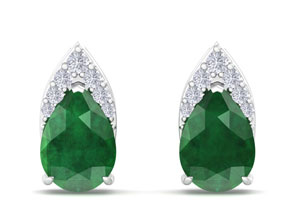 1 3/4 Carat Pear Shape Emerald Cut & Diamond Earrings In 14K White Gold (1.4 G) (, I1-I2 Clarity Enhanced) By SuperJeweler