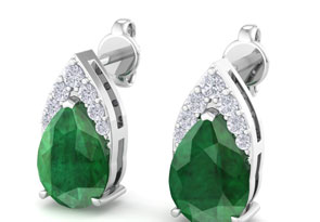 1 3/4 Carat Pear Shape Emerald Cut & Diamond Earrings In 14K White Gold (1.4 G) (, I1-I2 Clarity Enhanced) By SuperJeweler