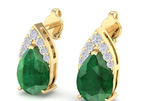 1 3/4 Carat Pear Shape Emerald Cut & Diamond Earrings In 14K Yellow Gold (1.4 G) (, I1-I2 Clarity Enhanced) By SuperJeweler