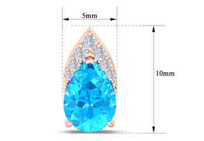 1 3/4 Carat Pear Shape Blue Topaz & Diamond Earrings In 14K Rose Gold (1.4 G) (, I1-I2 Clarity Enhanced) By SuperJeweler