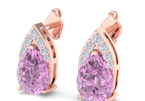 1 3/4 Carat Pear Shape Pink Topaz & Diamond Earrings In 14K Rose Gold (1.4 G) (, I1-I2 Clarity Enhanced) By SuperJeweler