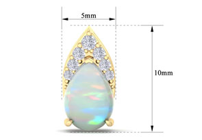 1 3/4 Carat Pear Shape Opal & Diamond Earrings In 14K Yellow Gold (1.4 G) (, I1-I2) By SuperJeweler