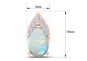 1 3/4 Carat Pear Shape Opal & Diamond Earrings In 14K Rose Gold (1.4 G) (I-J, I1-I2) By SuperJeweler