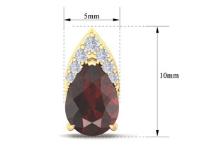 1 3/4 Carat Pear Shape Garnet & Diamond Earrings In 14K Yellow Gold (1.4 G) (, I1-I2 Clarity Enhanced) By SuperJeweler