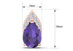 1 3/4 Carat Pear Shape Amethyst & Diamond Earrings In 14K Rose Gold (1.4 G) (, I1-I2 Clarity Enhanced) By SuperJeweler