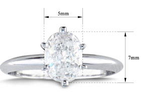 1 Carat Oval Shape Diamond Solitaire Ring In 1.4K White Gold (2.1 G)â¢ (, I3) By SuperJeweler