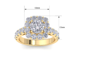 2.5 Carat Halo Diamond Engagement Ring In 14K Yellow Gold (5.4 G) (, SI2-I1) By SuperJeweler