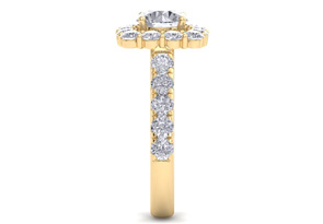 2.5 Carat Halo Diamond Engagement Ring In 14K Yellow Gold (5.4 G) (, I1-I2 Clarity Enhanced) By SuperJeweler