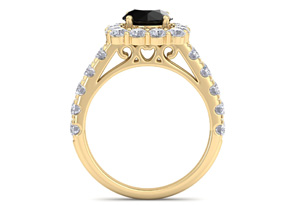 2.5 Carat Black Diamond Halo Engagement Ring In 14K Yellow Gold (5.4 G) By SuperJeweler