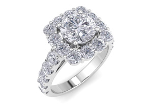 2.5 Carat Halo Lab Grown Diamond Engagement Ring In 14K White Gold (5.4 G), G-H Color By SuperJeweler