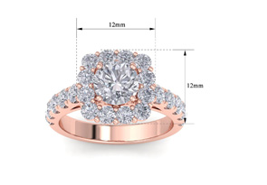 2.5 Carat Halo Lab Grown Diamond Engagement Ring In 14K Rose Gold (5.4 G), G-H Color By SuperJeweler
