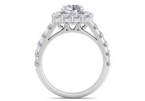 2.5 Carat Halo Moissanite Engagement Ring In 14K White Gold (5.4 G), E/F Color By SuperJeweler