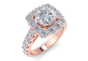 2.5 Carat Halo Moissanite Engagement Ring In 14K Rose Gold (5.4 G), E/F Color By SuperJeweler