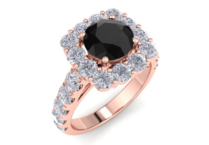 2.5 Carat Halo Black Moissanite Engagement Ring In 14K Rose Gold (5.4 G) By SuperJeweler