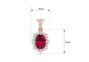 1 3/4 Carat Oval Shape Ruby & Diamond Necklace In 14K Rose Gold (3.5 G), I/J, 18 Inch Chain By SuperJeweler