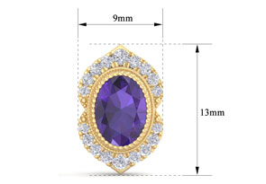 2 Carat Oval Shape Amethyst & Diamond Earrings In 14K Yellow Gold (2.5 G), I/J By SuperJeweler