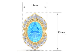 2.5 Carat Oval Shape Blue Topaz & Diamond Earrings In 14K Yellow Gold (2.5 G), I/J By SuperJeweler