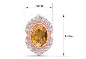 2 Carat Oval Shape Citrine & Diamond Earrings In 14K Rose Gold (2.5 G), I/J By SuperJeweler