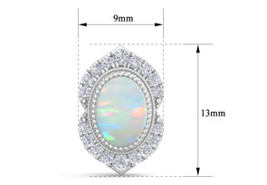2 Carat Oval Shape Opal & Diamond Earrings In 14K White Gold (2.5 G) (I-J, I1-I2) By SuperJeweler