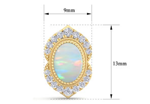 2 Carat Oval Shape Opal & Diamond Earrings In 14K Yellow Gold (2.5 G) (I-J, I1-I2) By SuperJeweler