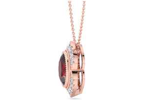 1 3/4 Carat Oval Shape Garnet & Diamond Necklace In 14K Rose Gold (3.5 G), I/J, 18 Inch Chain By SuperJeweler
