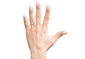 1-1/2 Carat Cushion Cut Opal & 10 Diamond Ring In 14K White Gold (3.5 G), I-J, Size 4 By SuperJeweler