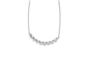 1/4 Carat Diamond Cluster Bar Necklace In 14K White Gold (3 G), 18 Inches (I-J, I1-I2) By SuperJeweler