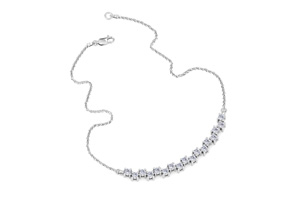 1/4 Carat Diamond Cluster Bar Necklace In 14K White Gold (3 G), 18 Inches (I-J, I1-I2) By SuperJeweler