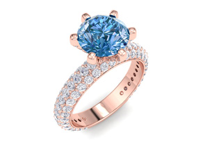 3 Carat Blue Diamond Engagement Ring In 14K Rose Gold (5.2 G) By SuperJeweler