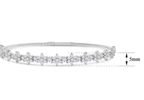 1 Carat Diamond Flower Bangle Bracelet In 14K White Gold (10 G), 7 Inches (J-K, I2) By SuperJeweler
