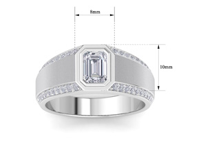 1.5 Carat Emerald Cut Lab Grown Diamond Men's Engagement Ring In 14K White Gold (9.2 G) (G-H, VS2) By SuperJeweler