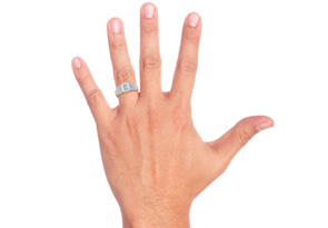 1.5 Carat Emerald Cut Lab Grown Diamond Men's Engagement Ring In 14K White Gold (9.2 G) (G-H, VS2) By SuperJeweler
