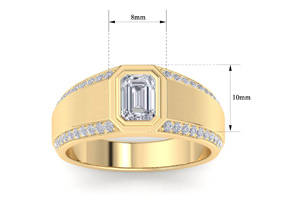 1.5 Carat Emerald Cut Lab Grown Diamond Men's Engagement Ring In 14K Yellow Gold (9.2 G) (G-H, VS2) By SuperJeweler