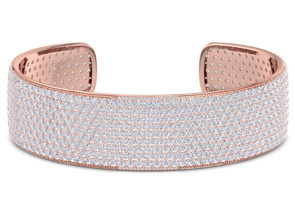 20 Carat Lab Grown Diamond Bangle Bracelet In 14K Rose Gold (42 G), 3/4 Inch Wide (G-H, VS2) By SuperJeweler