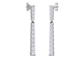 1 Carat Lab Grown Diamond Bar Earrings In 14K White Gold (2.4 G) (G-H, VS2) By SuperJeweler
