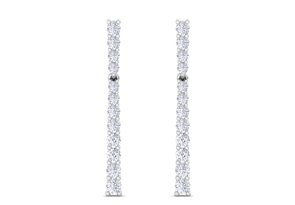 1 Carat Lab Grown Diamond Bar Earrings In 14K White Gold (2.4 G) (G-H, VS2) By SuperJeweler