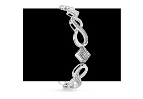 1/10 Carat Diamond Infinity Bracelet In Platinum Overlay, 7 Inches (J-K, I2) By SuperJeweler