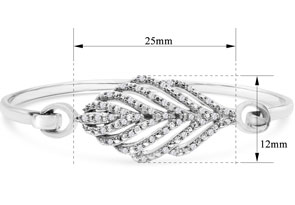 1/4 Carat Diamond Leaf Bangle Bracelet In Sterling Silver, 7 Inches (J-K, I2) By SuperJeweler