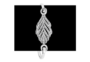 1/4 Carat Diamond Leaf Bangle Bracelet In Sterling Silver, 7 Inches (J-K, I2) By SuperJeweler