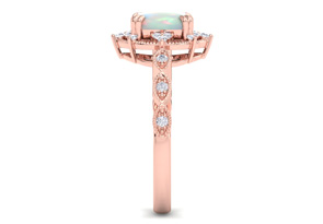 1 Carat Opal & Halo 22 Diamond Ring In 14K Rose Gold (3 G), I-J, Size 4 By SuperJeweler