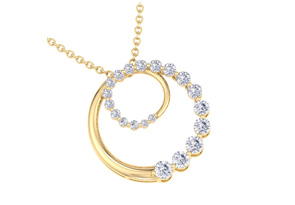 1 Carat Diamond Double Circle Necklace In 14K Yellow Gold (3.4 G), 18 Inches (H-I, SI2-I1) By SuperJeweler