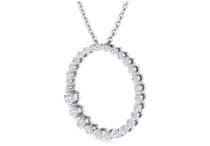 1 Carat Diamond Circle Necklace In 14K White Gold (2.4 G), 18 Inches (H-I, SI2-I1) By SuperJeweler