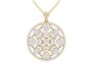 1.5 Carat Diamond Ornate Circle Necklace In 14K Yellow Gold (4.7 G), 18 Inches (H-I, SI2-I1) By SuperJeweler