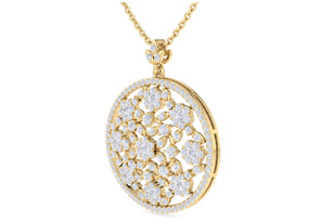 1.5 Carat Diamond Ornate Circle Necklace In 14K Yellow Gold (4.7 G), 18 Inches (H-I, SI2-I1) By SuperJeweler