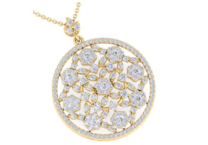 3 Carat Diamond Ornate Circle Necklace In 14K Yellow Gold (9.4 G), 18 Inches (H-I, SI2-I1) By SuperJeweler
